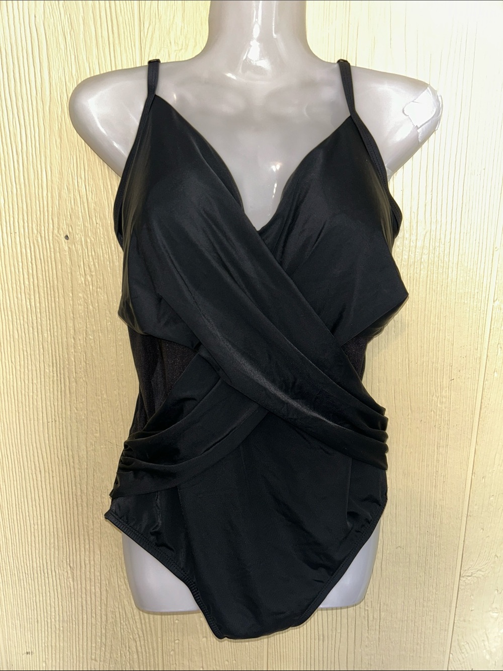 Black Draped One-Piece Swimsuit